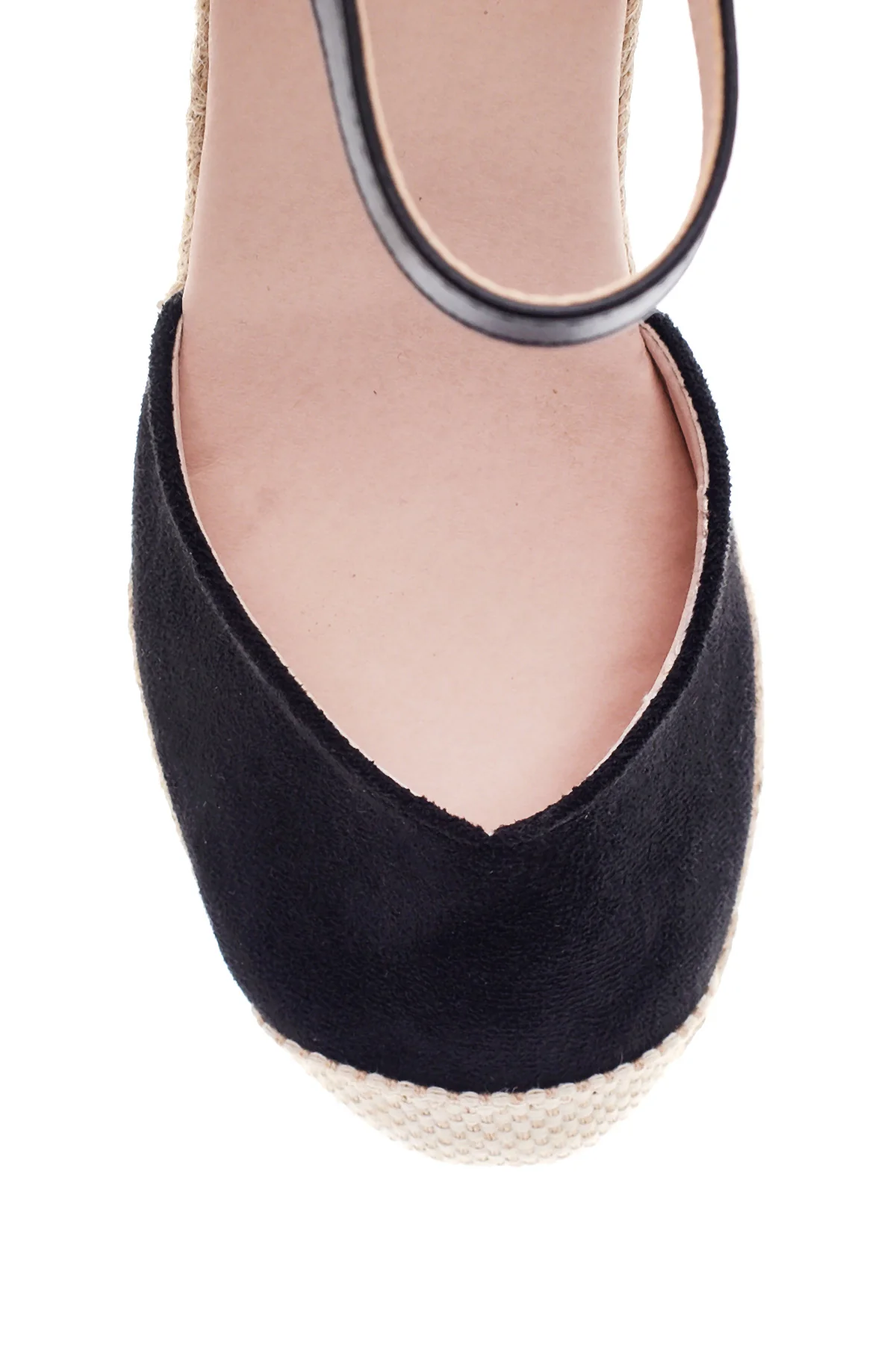 Kadın Siyah Süet Dolgu Topuk Espadril Sandalet - Image 5