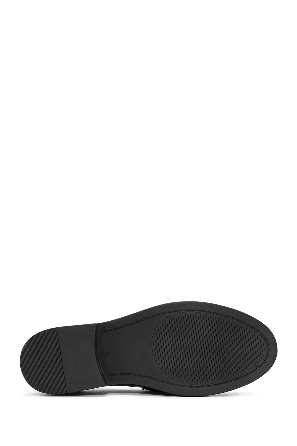 Kadın Siyah Taş Detaylı Deri Maskülen Loafer - Image 4