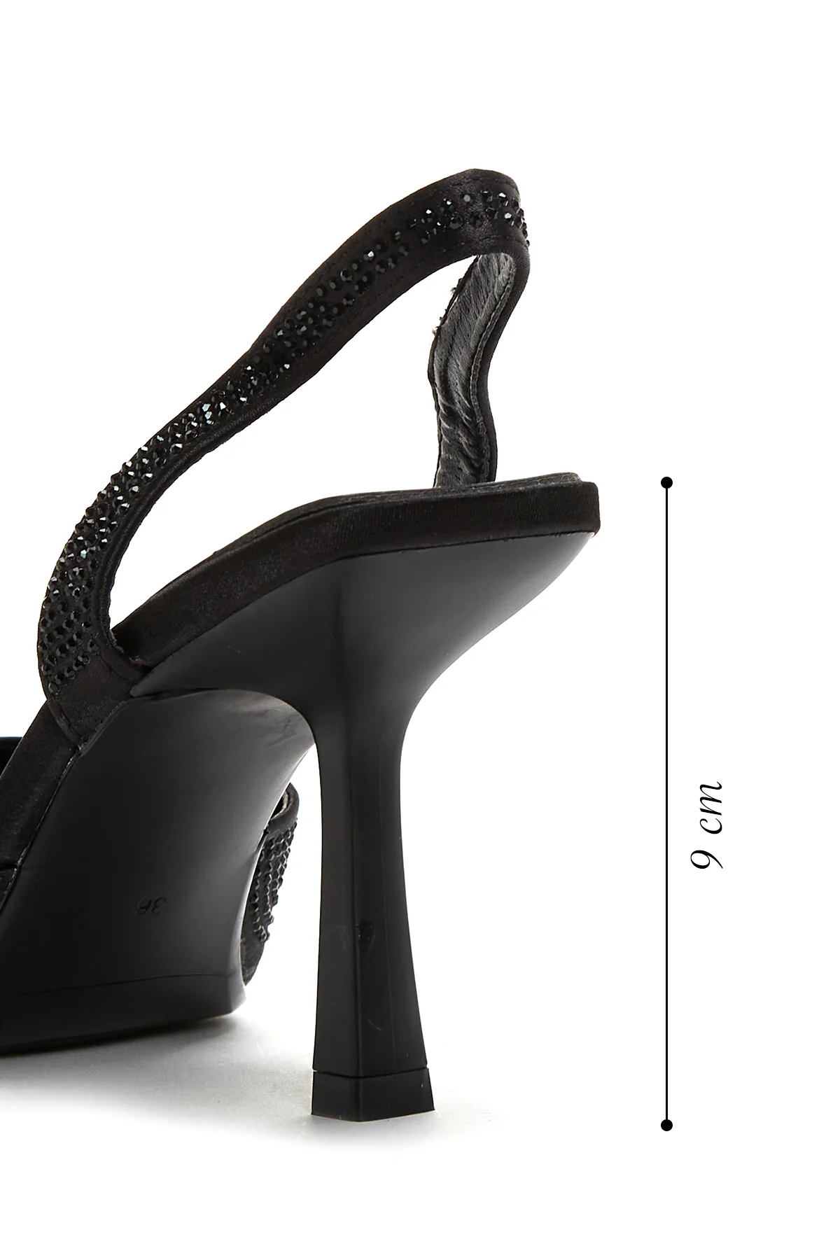 Kadın Siyah Taşlı Arkası Açık Topuklu Stiletto - Image 3