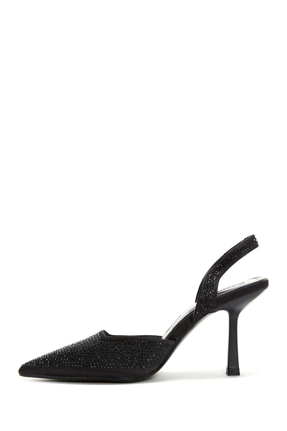 Kadın Siyah Taşlı Arkası Açık Topuklu Stiletto - Image 4