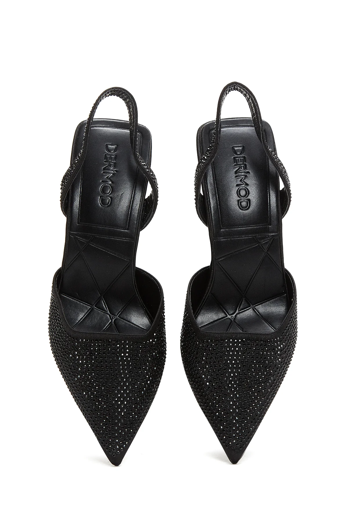 Kadın Siyah Taşlı Arkası Açık Topuklu Stiletto - Image 8