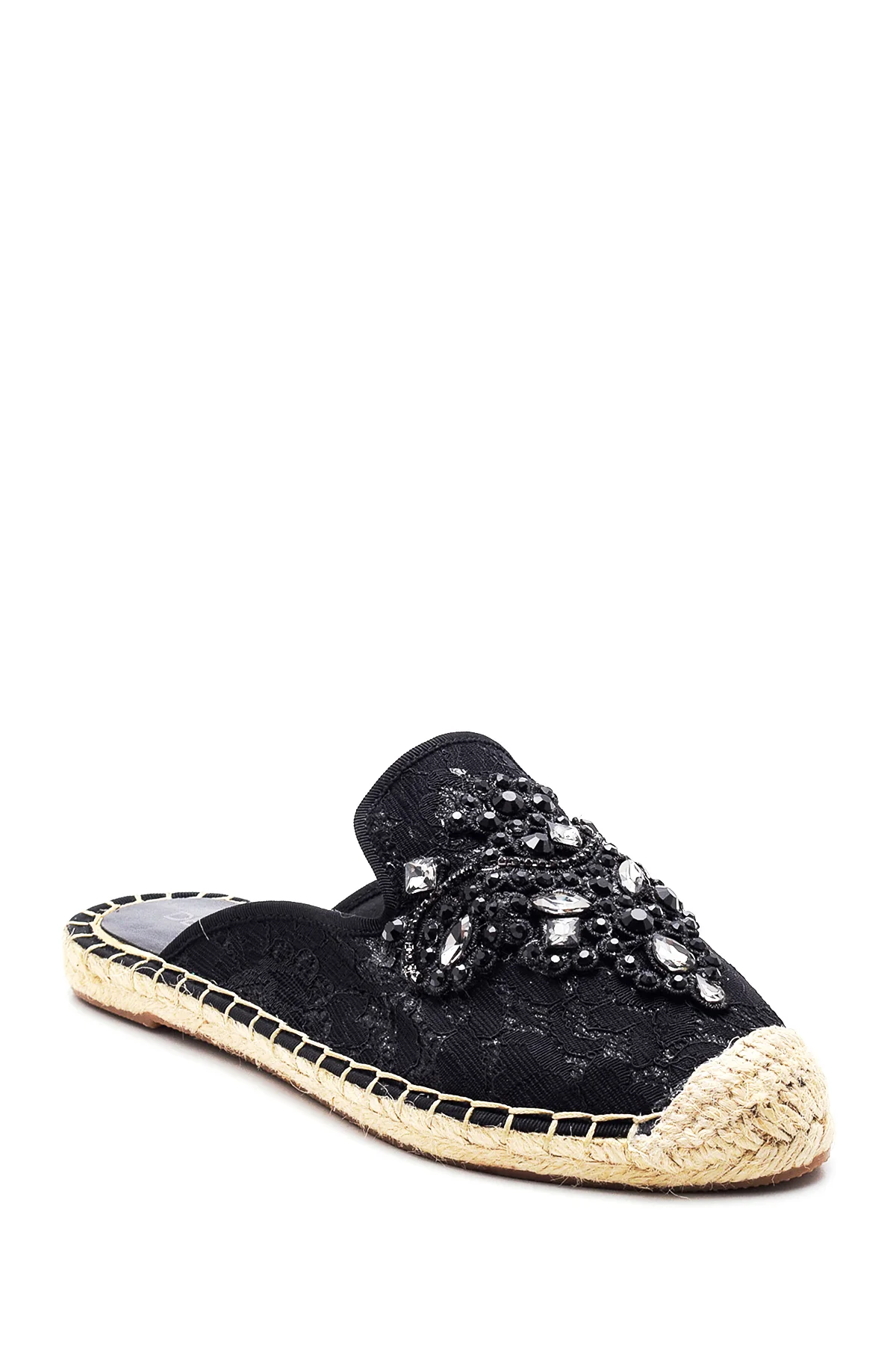 Kadın Siyah Taşlı Espadril Terlik - Image 3