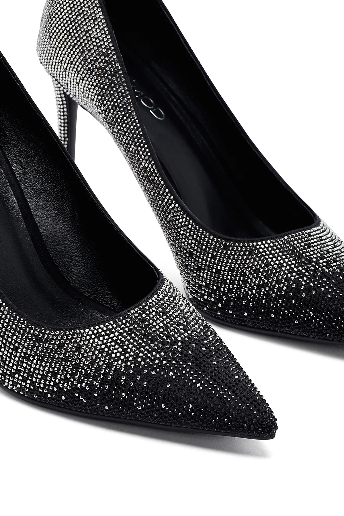 Kadın Siyah Taşlı İnce Topuklu Deri Stiletto - Image 12