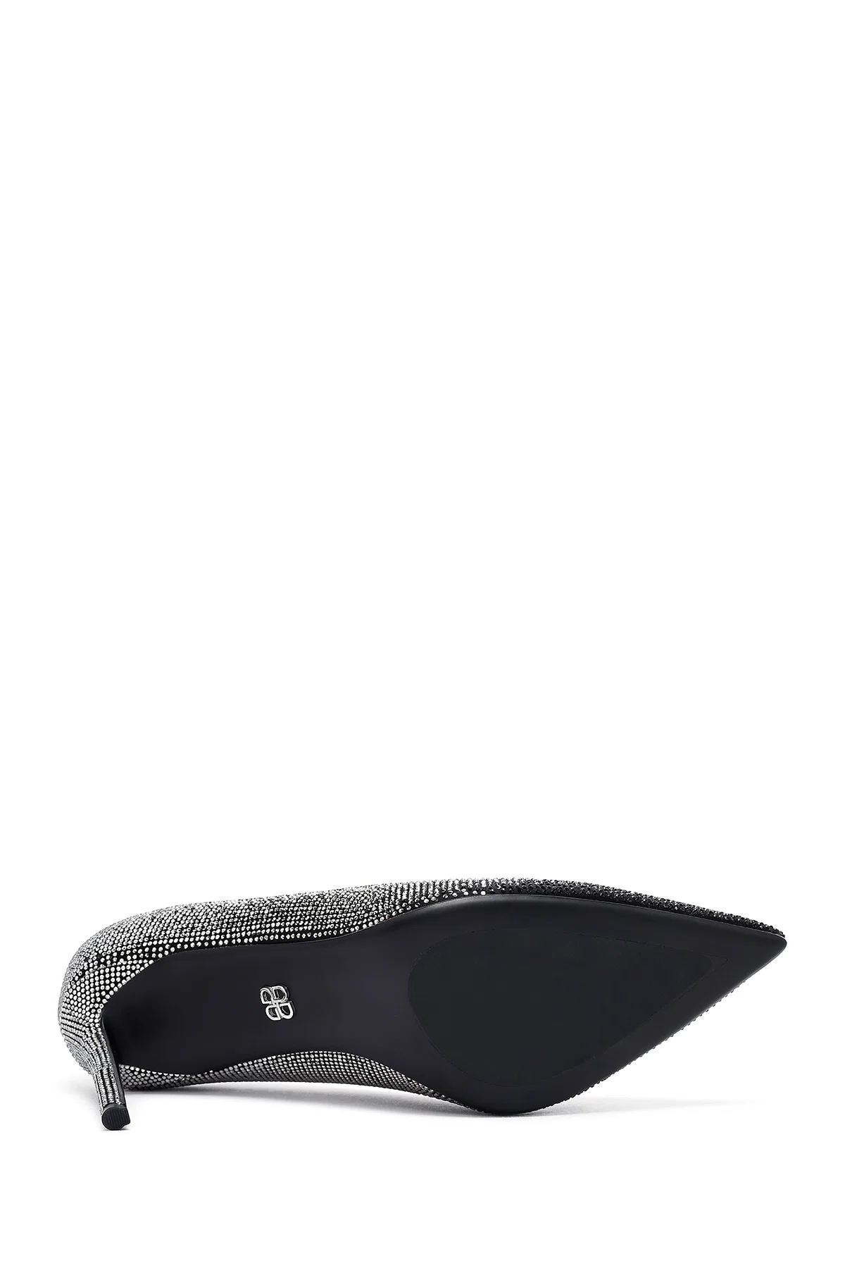 Kadın Siyah Taşlı İnce Topuklu Deri Stiletto - Image 6