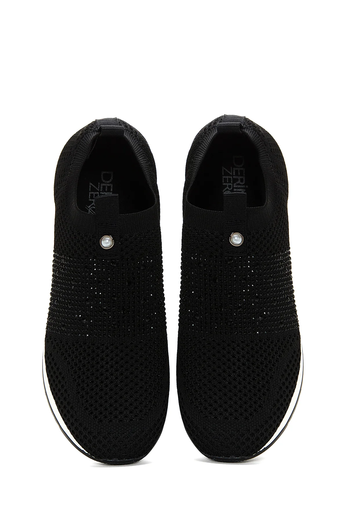 Kadın Siyah Taşlı Kalın Tabanlı Sneaker - Image 6