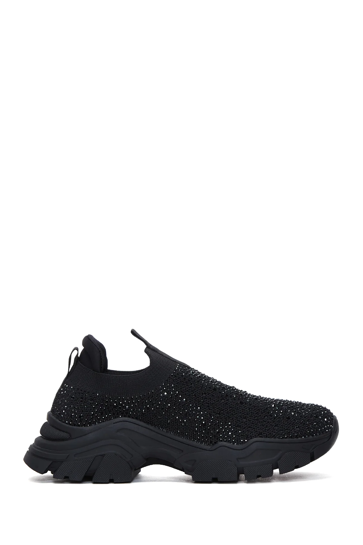 Kadın Siyah Taşlı Kalın Tabanlı Sneaker