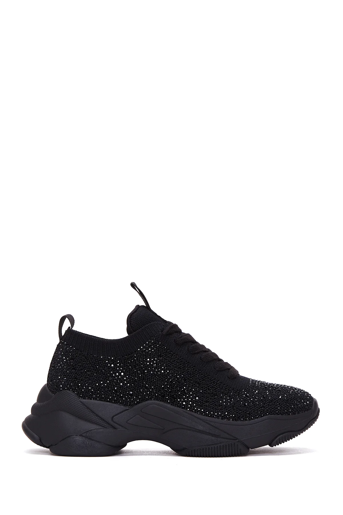 Kadın Siyah Taşlı Kalın Tabanlı Sneaker