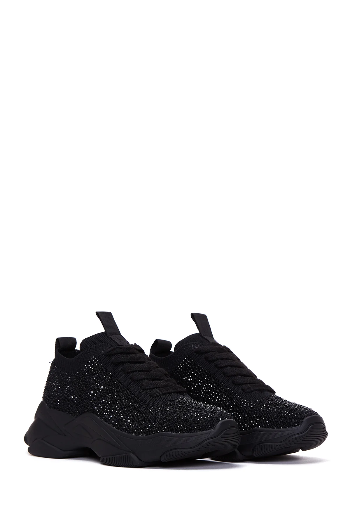 Kadın Siyah Taşlı Kalın Tabanlı Sneaker - Image 3