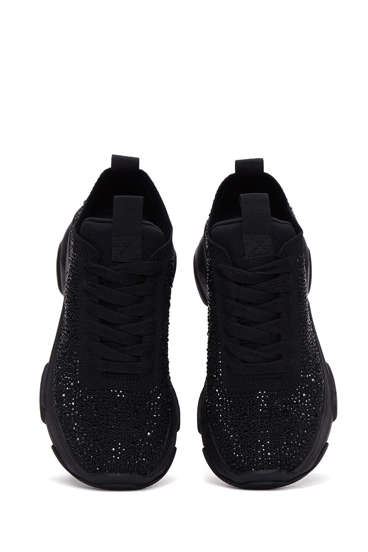 Kadın Siyah Taşlı Kalın Tabanlı Sneaker - Image 6