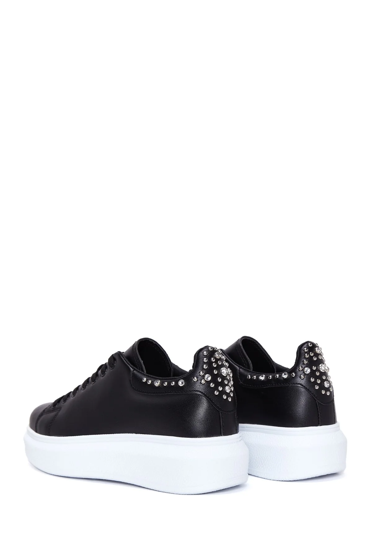 Kadın Siyah Taşlı Kalın Tabanlı Sneaker - Image 5