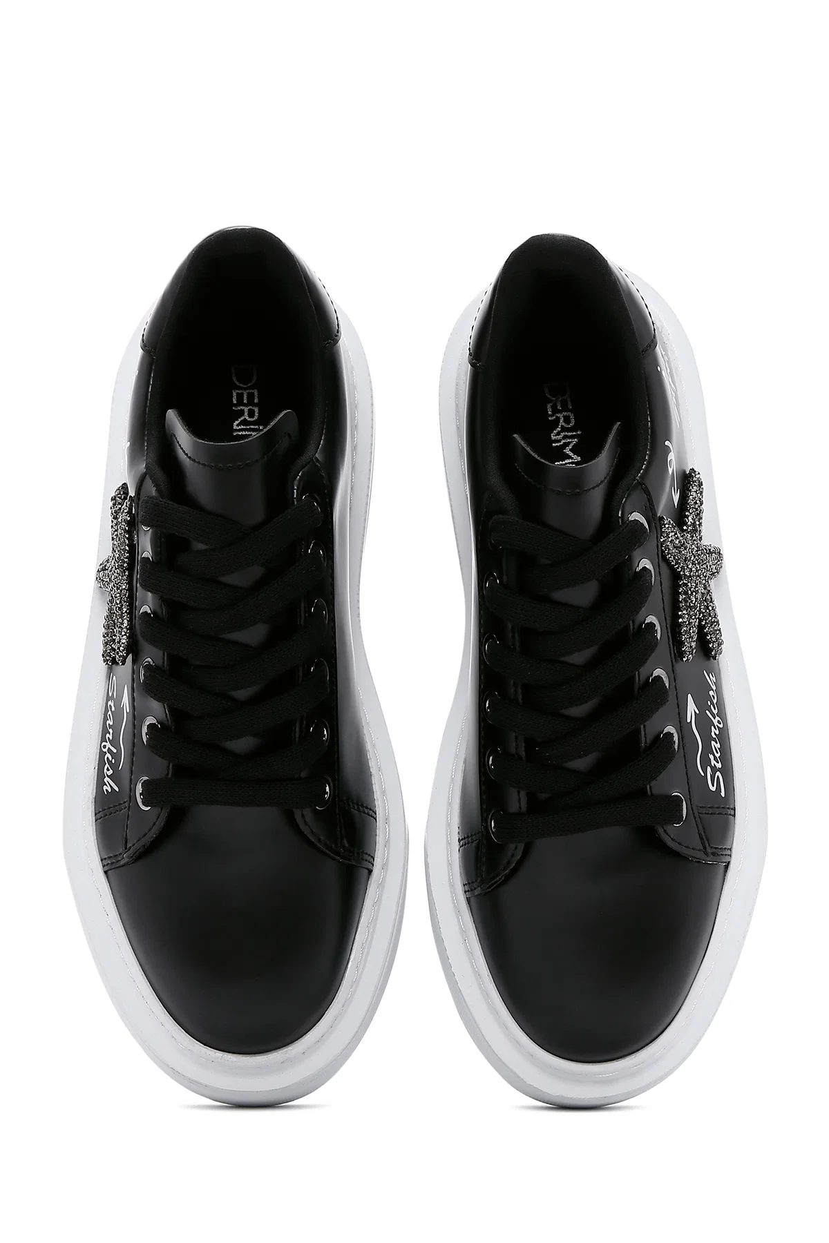 Kadın Siyah Taşlı Kalın Tabanlı Sneaker - Image 6