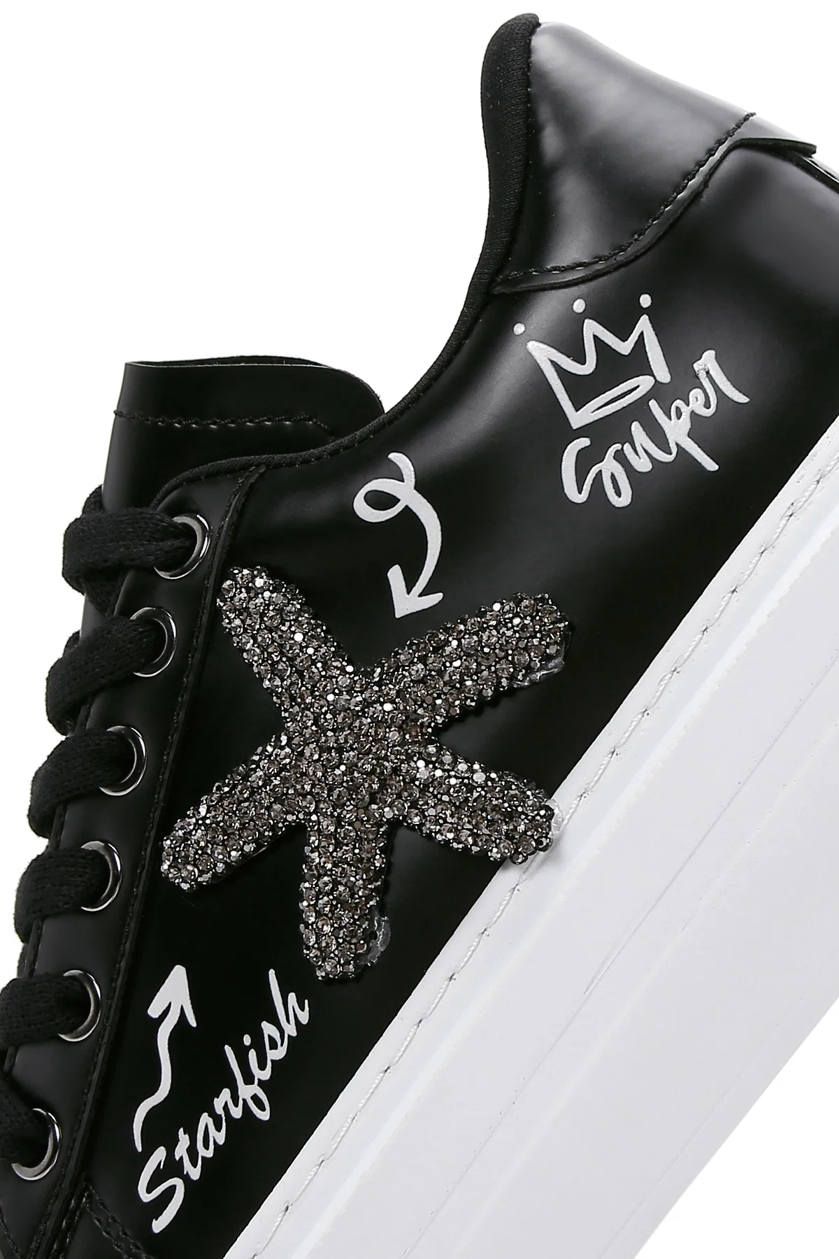 Kadın Siyah Taşlı Kalın Tabanlı Sneaker - Image 7