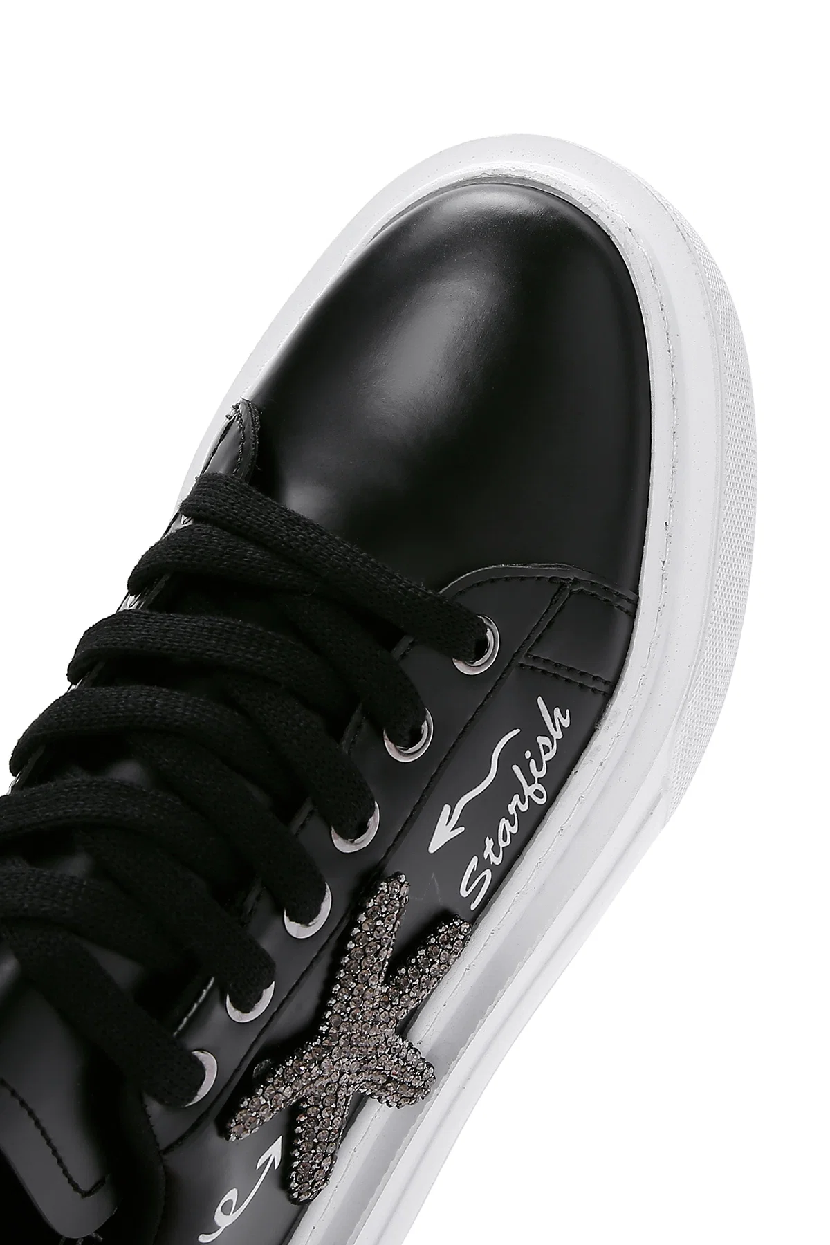 Kadın Siyah Taşlı Kalın Tabanlı Sneaker - Image 9