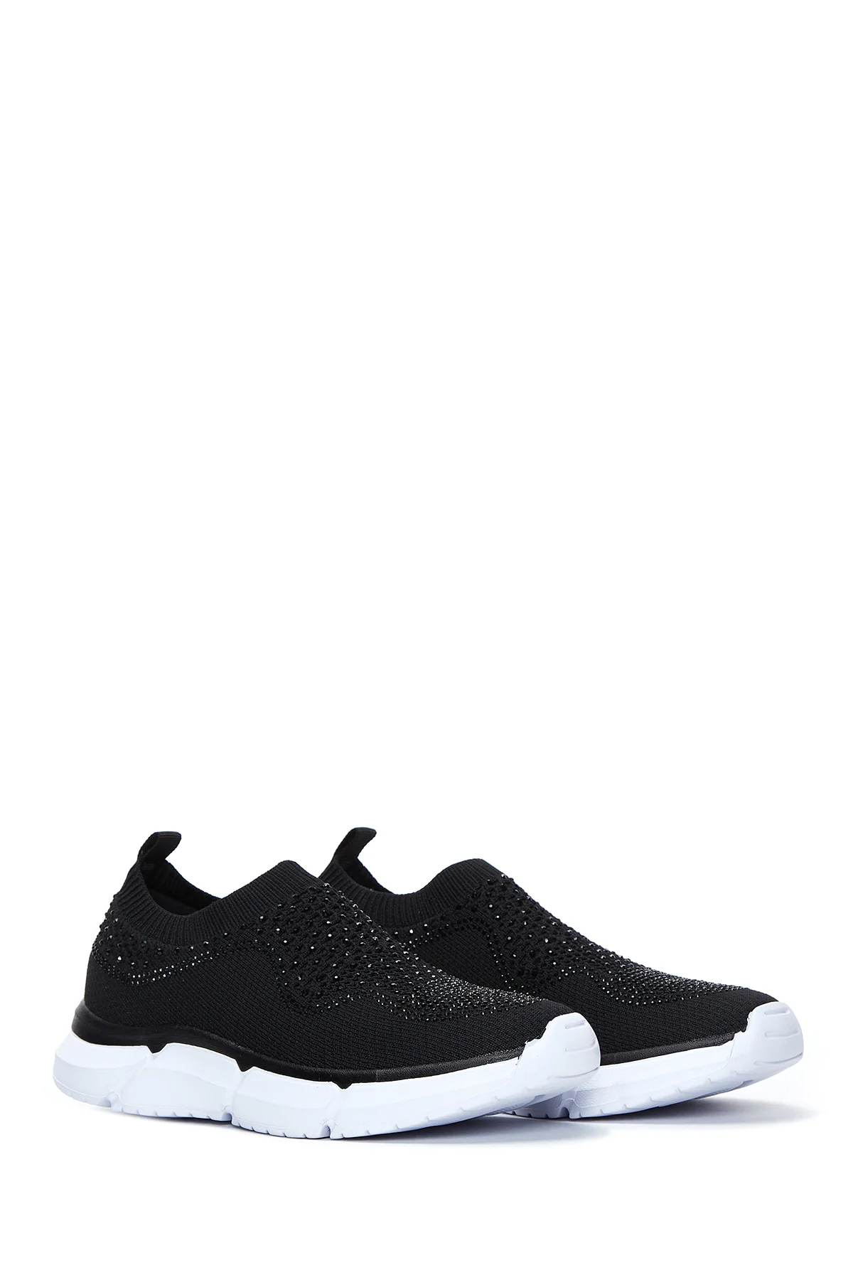 Kadın Siyah Taşlı Kumaş Sneaker - Image 3
