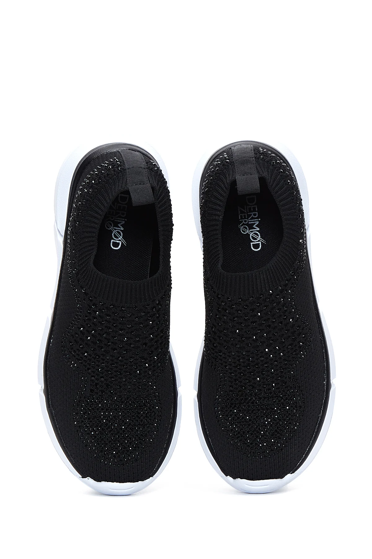 Kadın Siyah Taşlı Kumaş Sneaker - Image 6