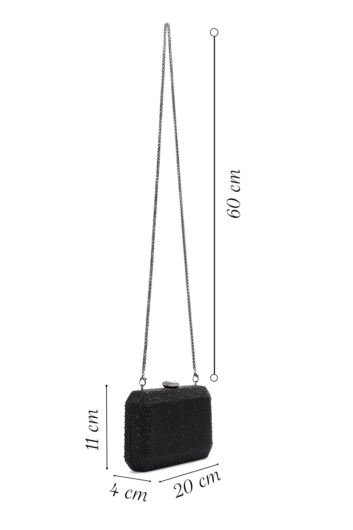 Kadın Siyah Taşlı Portföy Çanta - Image 2