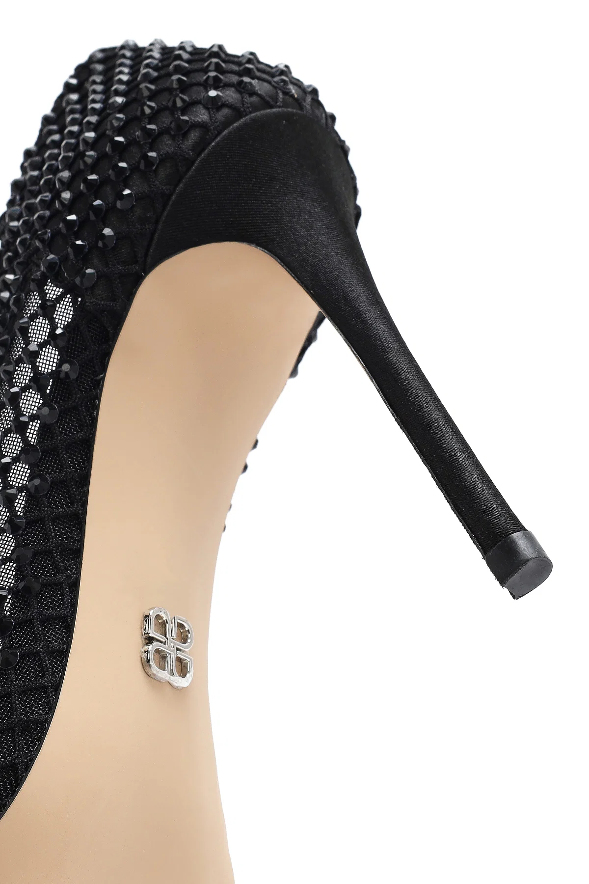 Kadın Siyah Taşlı Yüksek İnce Topuklu Deri Stiletto - Image 9