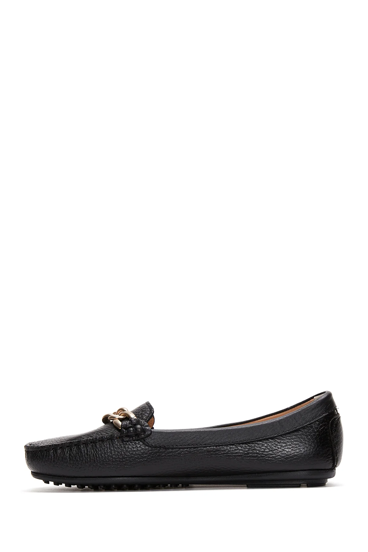 Kadın Siyah Toka Detaylı Deri Casual Loafer - Image 2