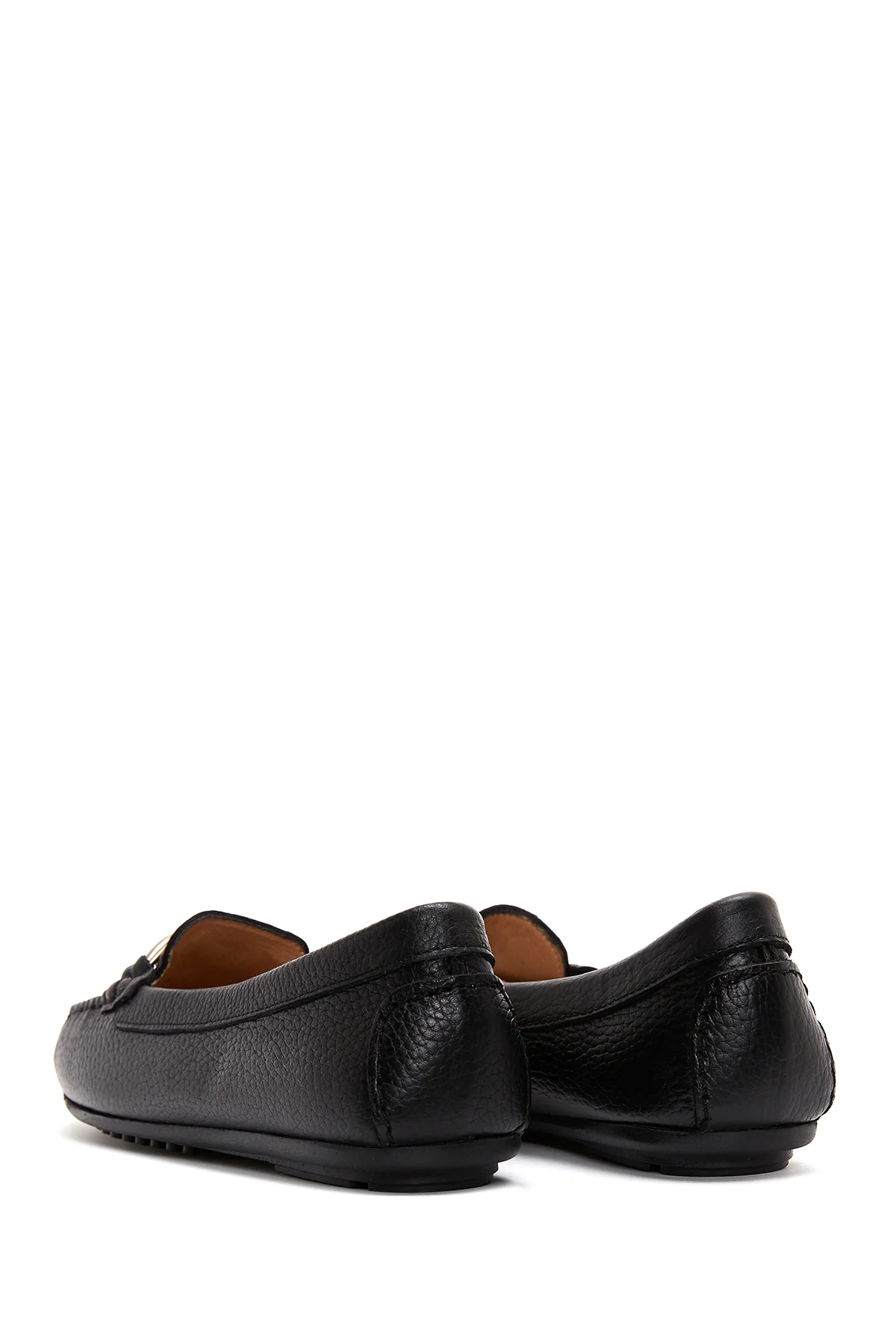 Kadın Siyah Toka Detaylı Deri Casual Loafer - Image 5