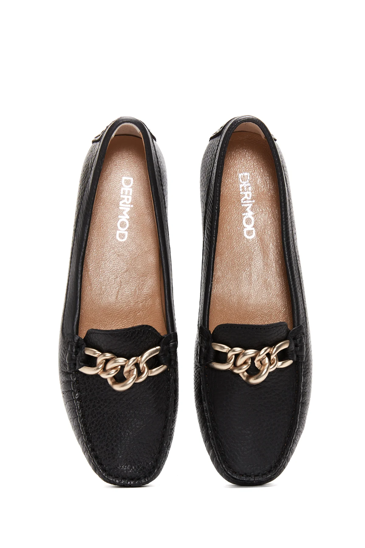 Kadın Siyah Toka Detaylı Deri Casual Loafer - Image 6