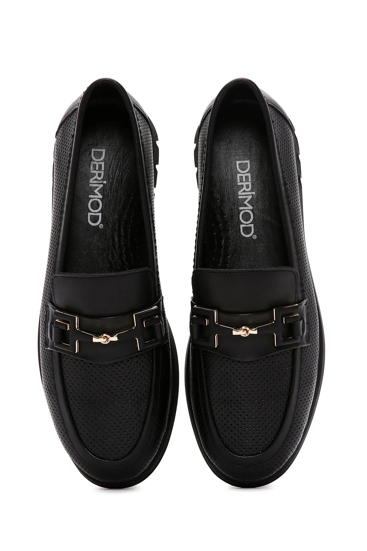 Kadın Siyah Toka Detaylı Deri Comfort Loafer - Image 6