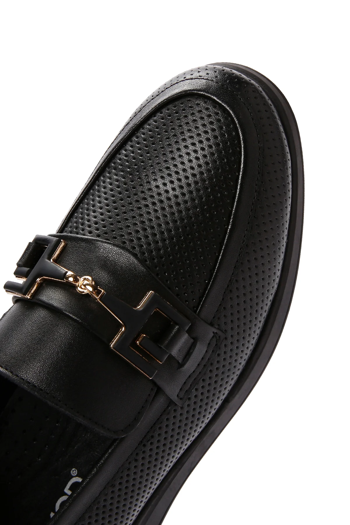 Kadın Siyah Toka Detaylı Deri Comfort Loafer - Image 9