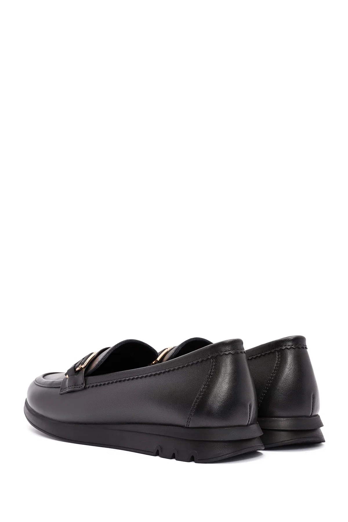 Kadın Siyah Toka Detaylı Deri Comfort Loafer - Image 5