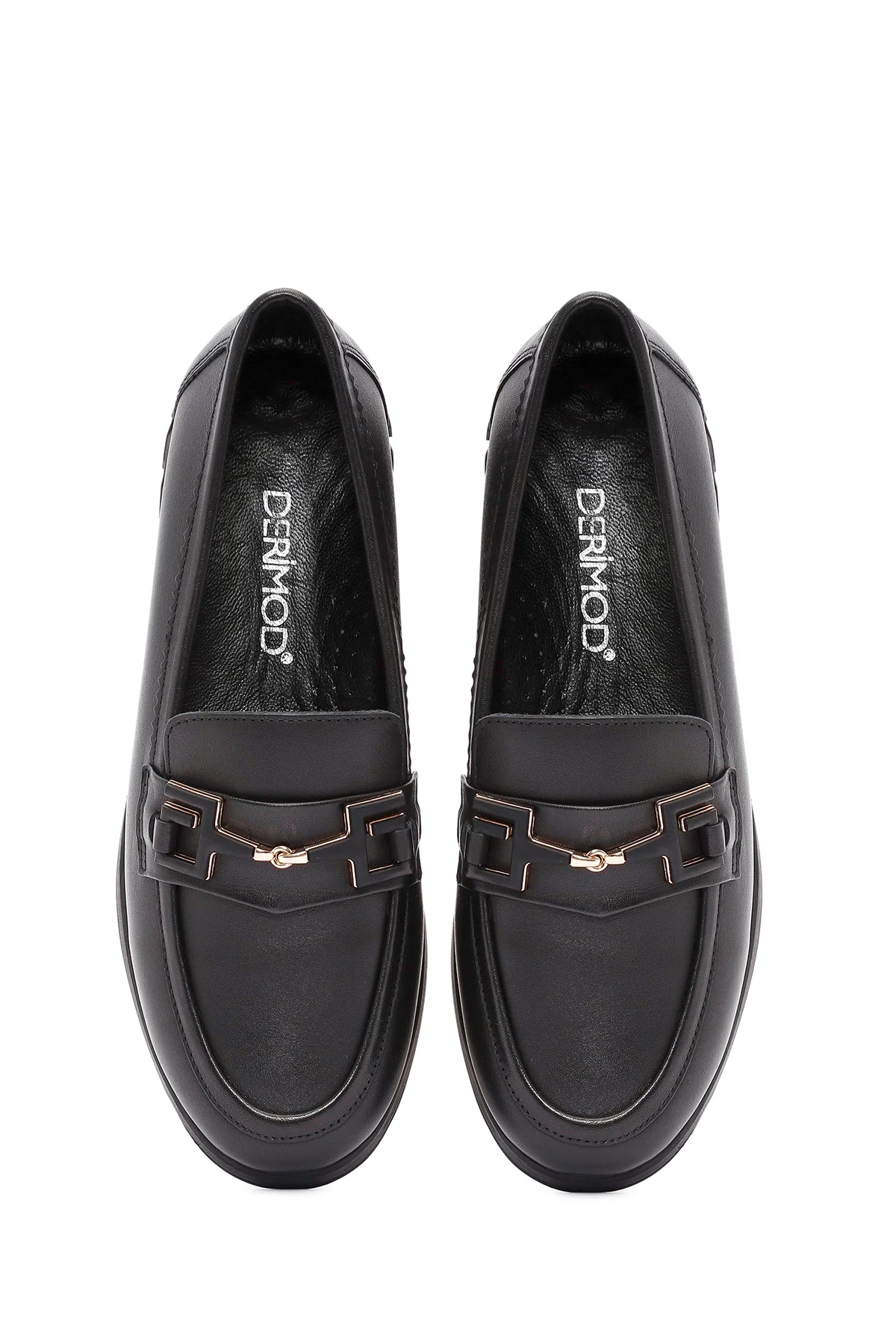 Kadın Siyah Toka Detaylı Deri Comfort Loafer - Image 7