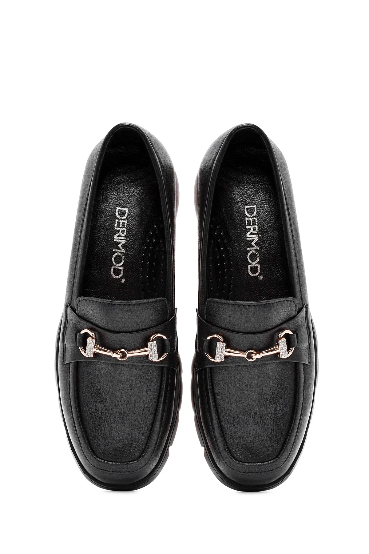 Kadın Siyah Toka Detaylı Deri Comfort Loafer - Image 7