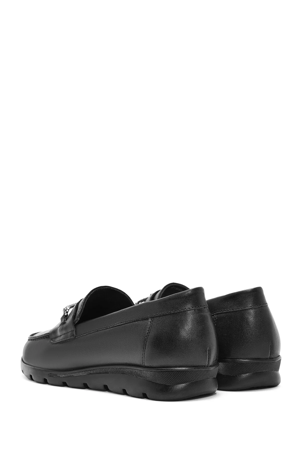 Kadın Siyah Toka Detaylı Deri Comfort Loafer - Image 5