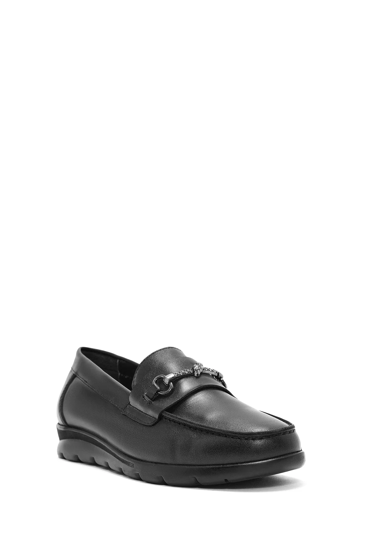 Kadın Siyah Toka Detaylı Deri Comfort Loafer - Image 6