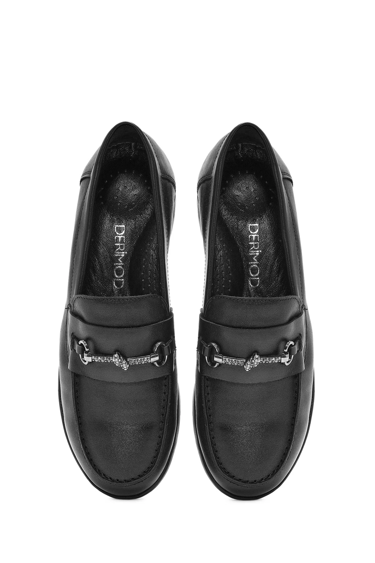 Kadın Siyah Toka Detaylı Deri Comfort Loafer - Image 7