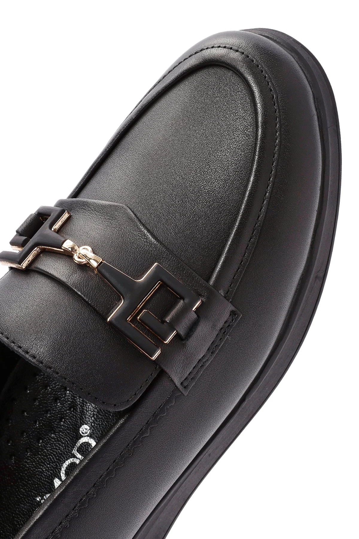 Kadın Siyah Toka Detaylı Deri Comfort Loafer - Image 9