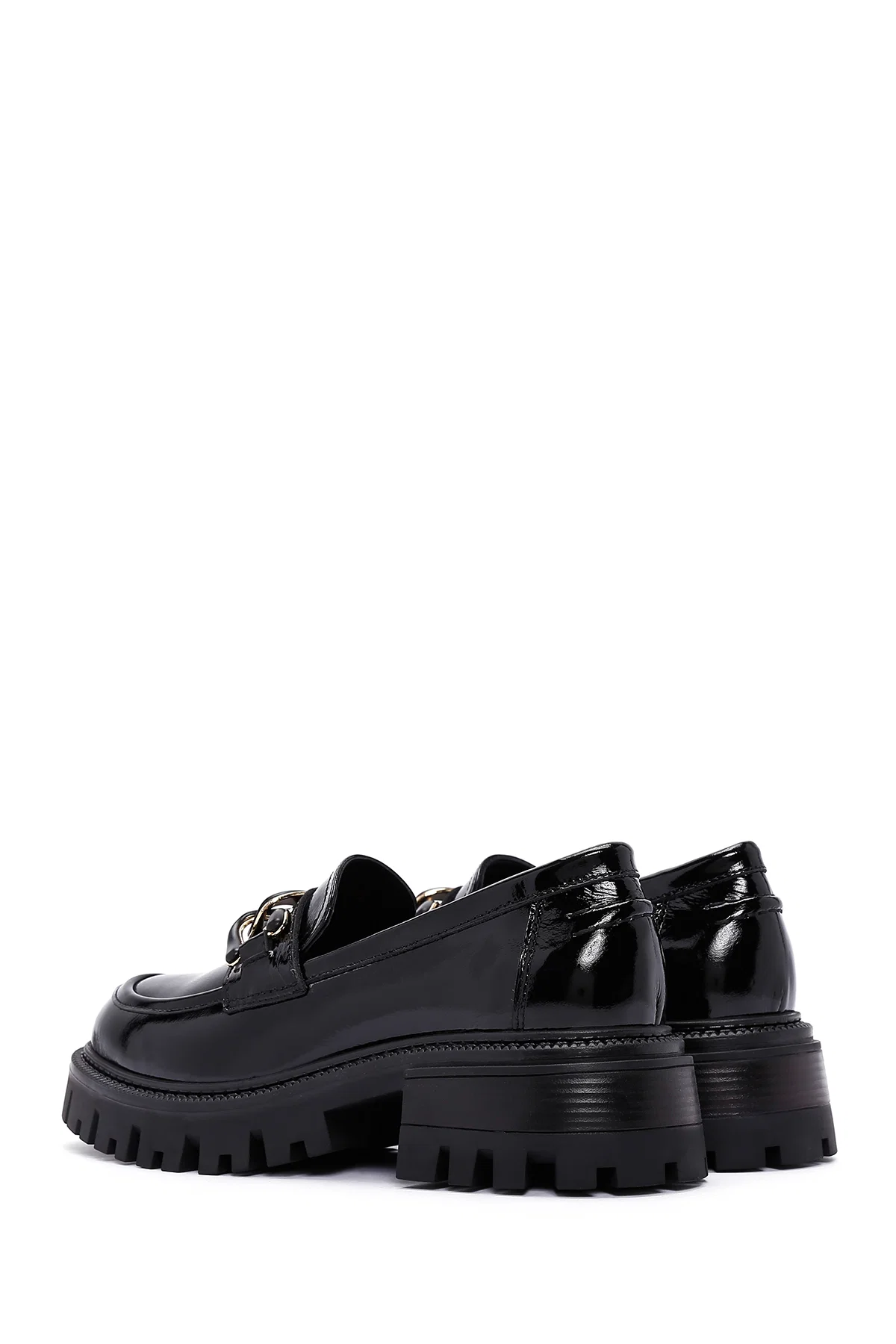 Kadın Siyah Toka Detaylı Deri Maskülen Loafer - Image 5