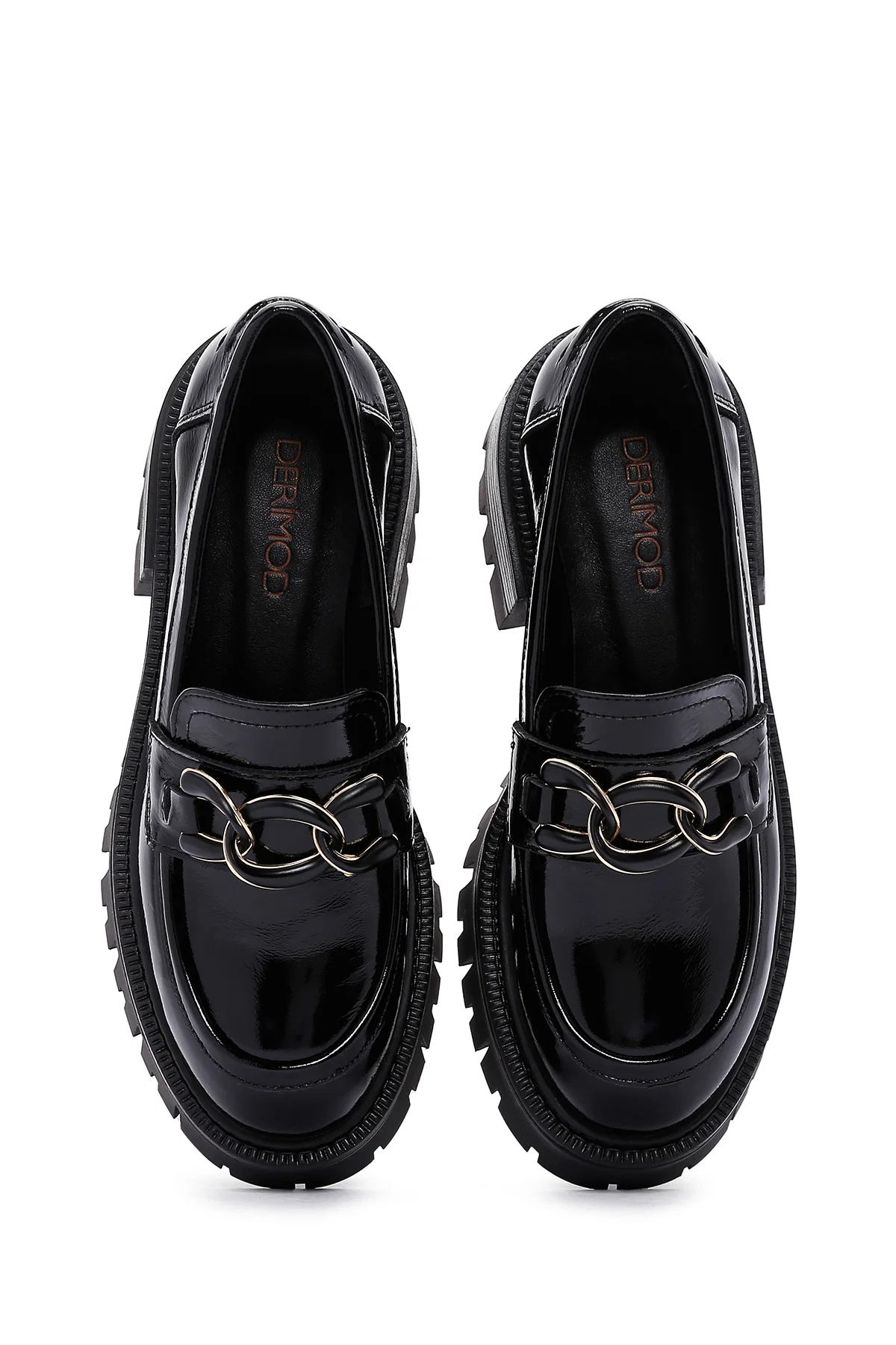 Kadın Siyah Toka Detaylı Deri Maskülen Loafer - Image 6
