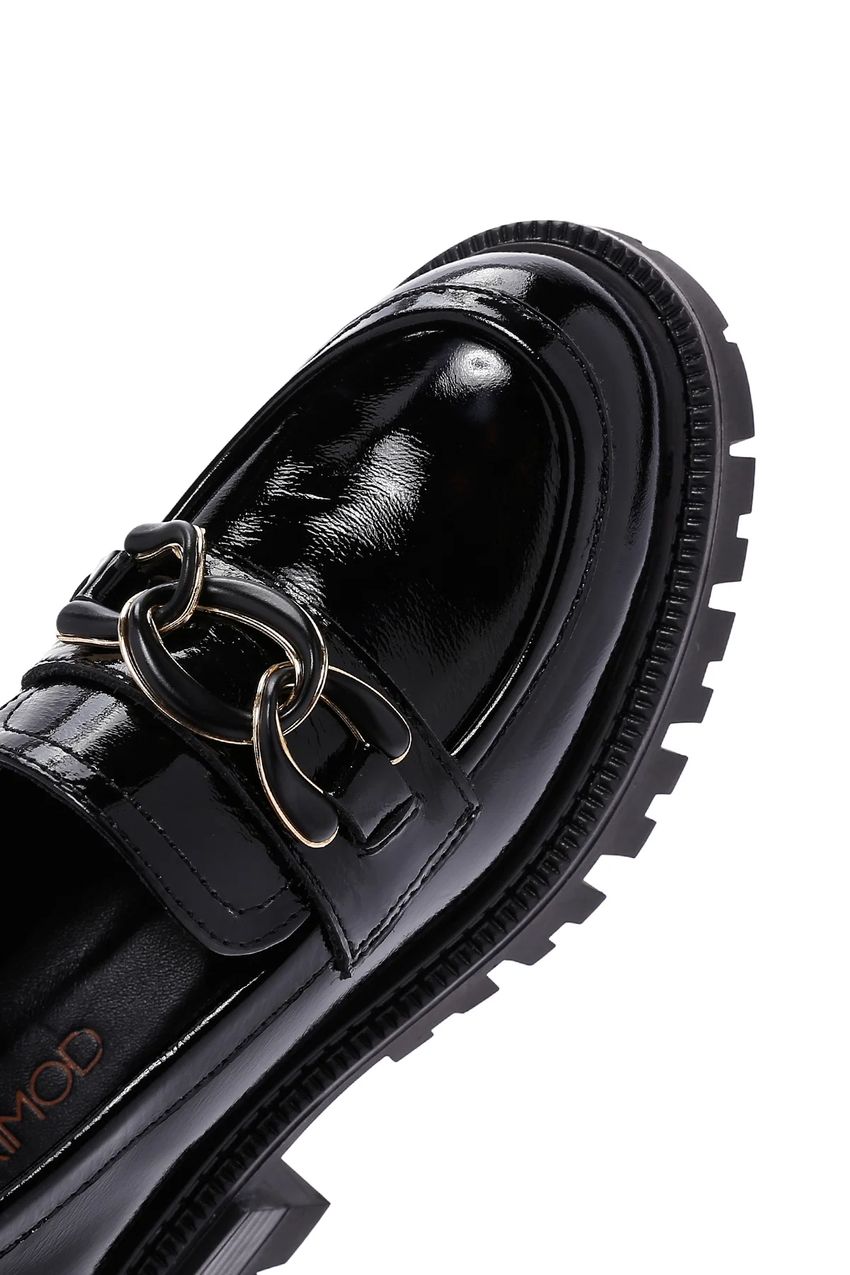 Kadın Siyah Toka Detaylı Deri Maskülen Loafer - Image 8