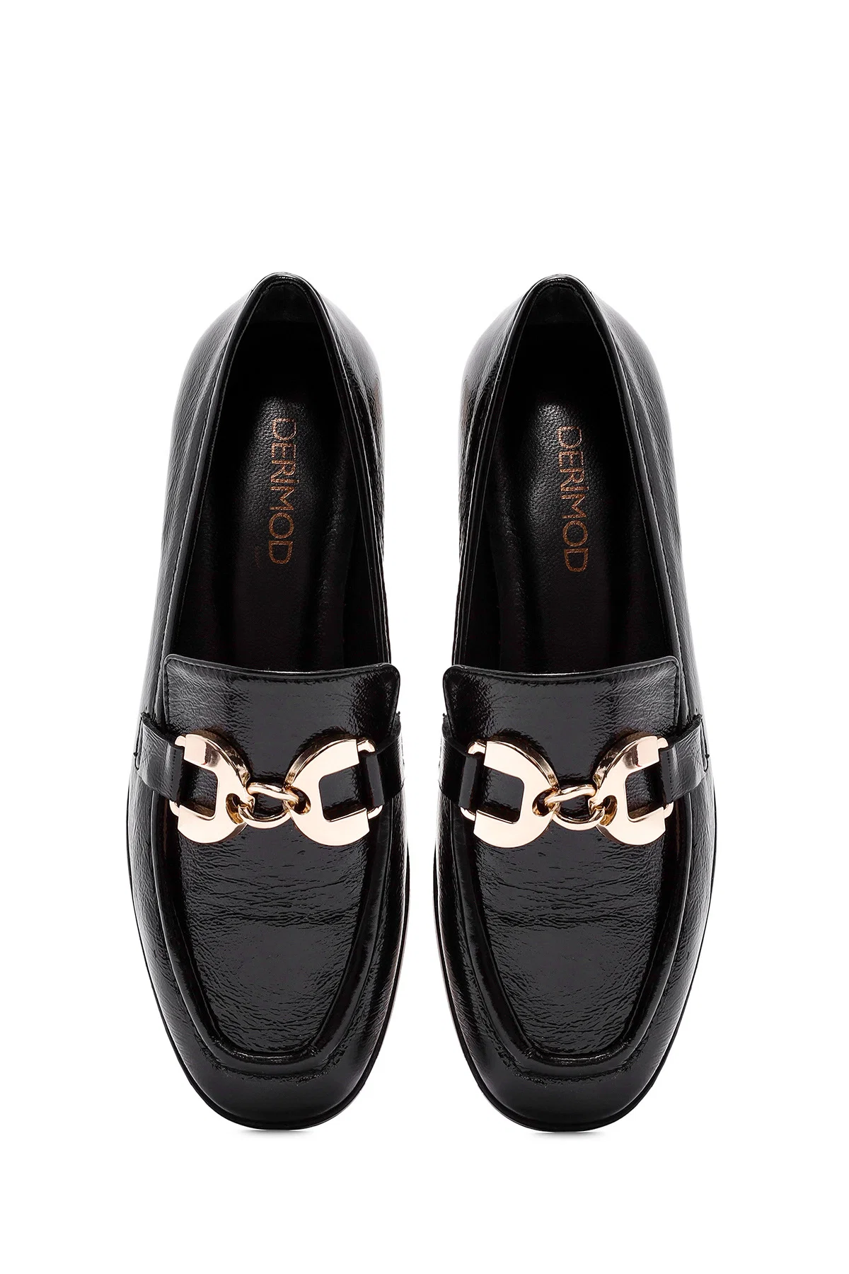 Kadın Siyah Toka Detaylı Deri Maskülen Loafer - Image 7