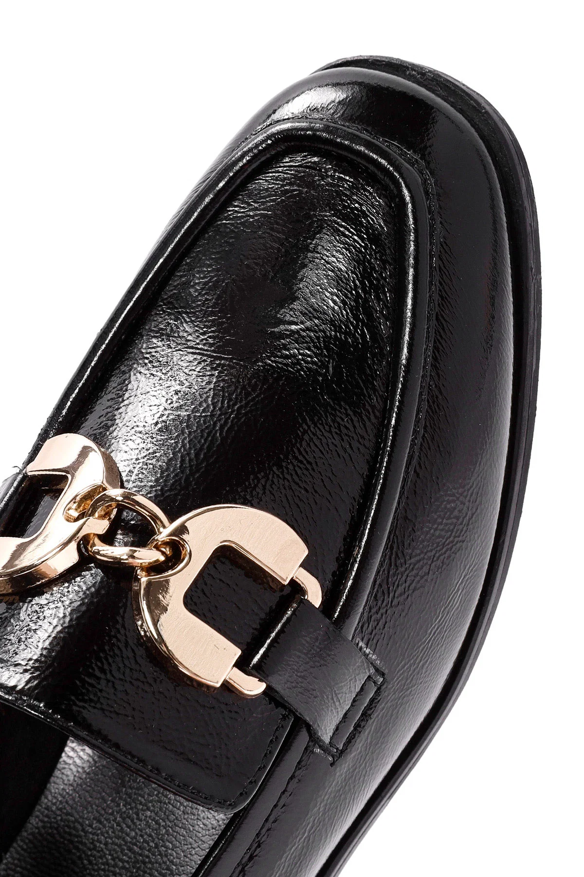 Kadın Siyah Toka Detaylı Deri Maskülen Loafer - Image 9