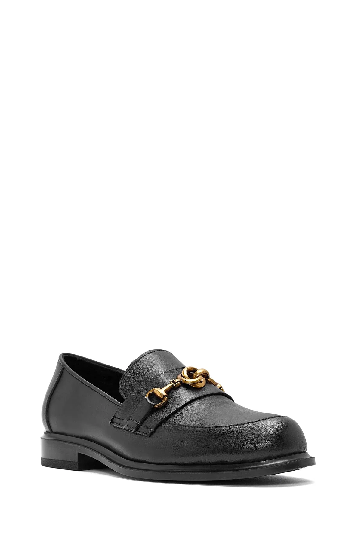Kadın Siyah Toka Detaylı Deri Maskülen Loafer - Image 6