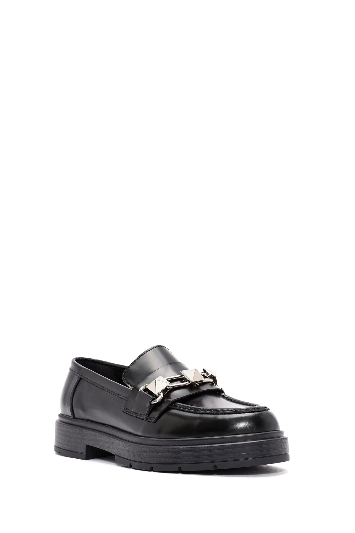 Kadın Siyah Toka Detaylı Deri Maskülen Loafer - Image 6