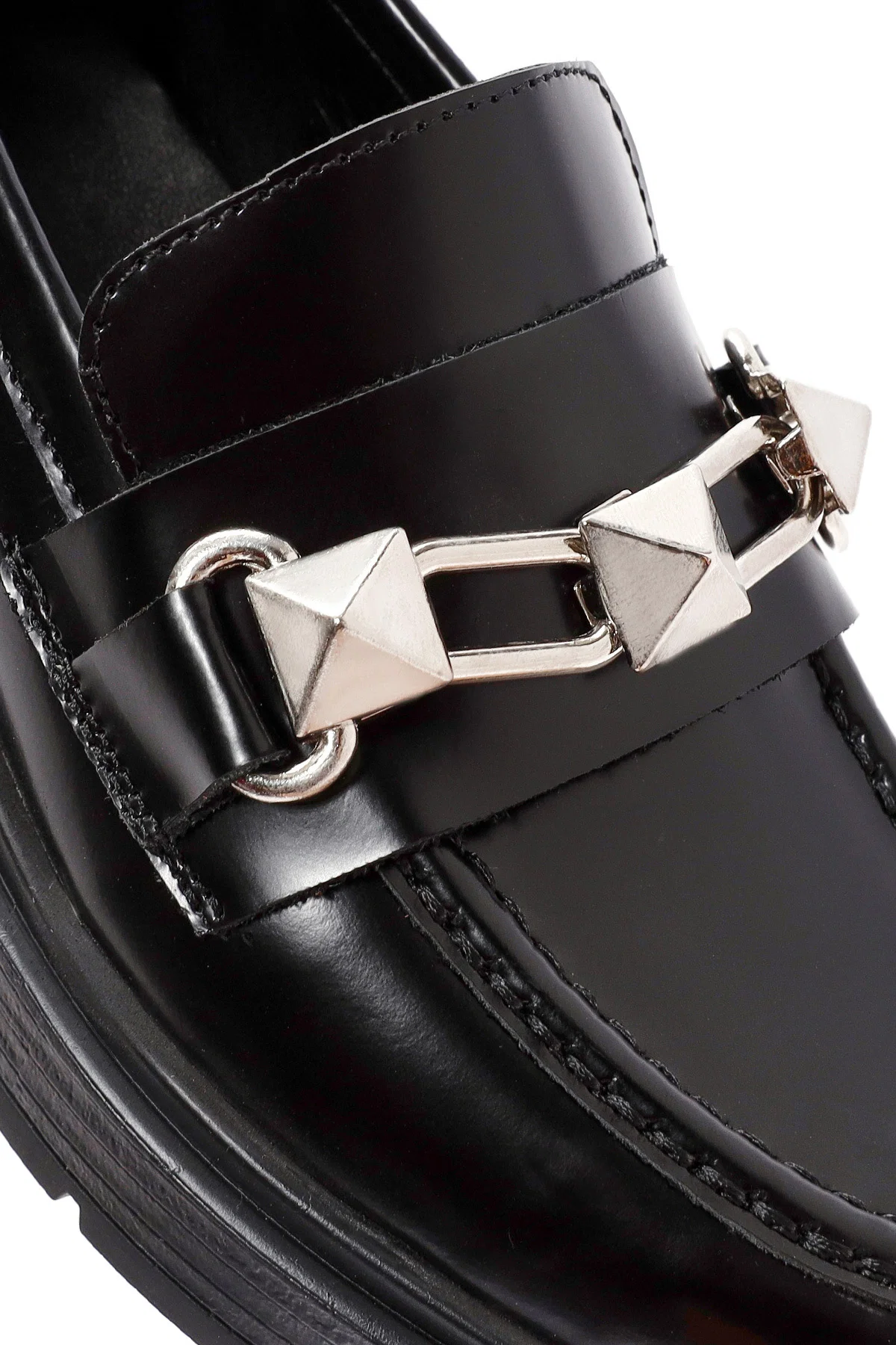 Kadın Siyah Toka Detaylı Deri Maskülen Loafer - Image 9