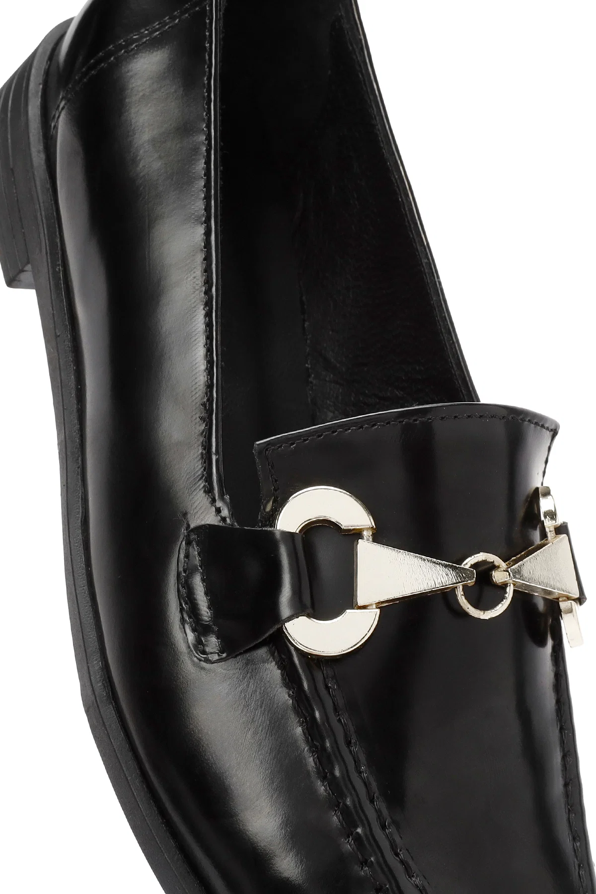 Kadın Siyah Toka Detaylı Deri Maskülen Loafer - Image 10