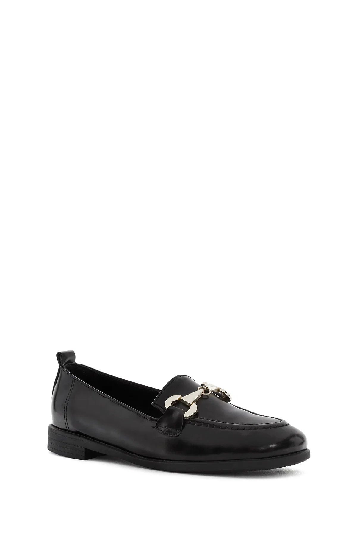 Kadın Siyah Toka Detaylı Deri Maskülen Loafer - Image 6