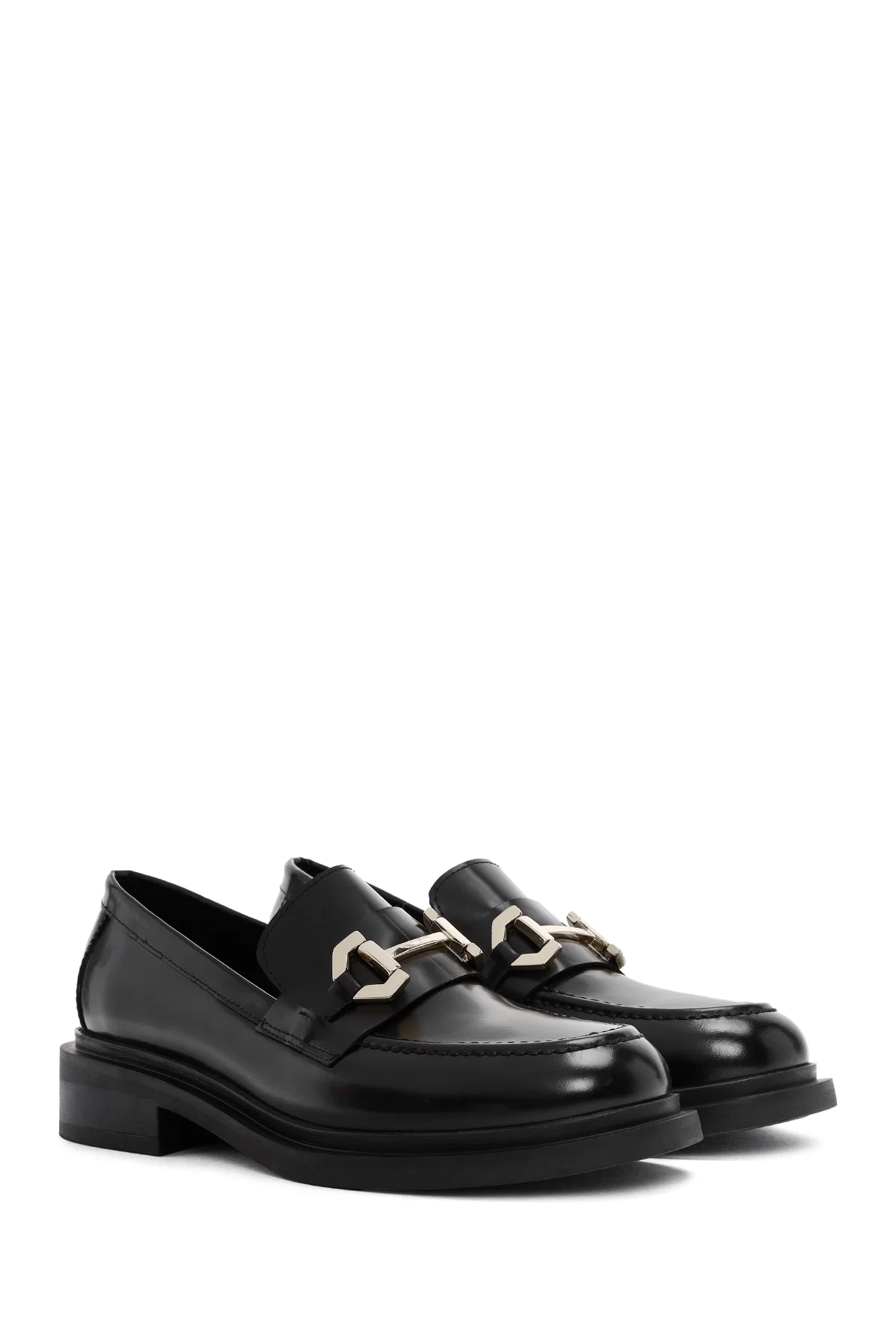 Kadın Siyah Toka Detaylı Deri Maskülen Loafer - Image 3