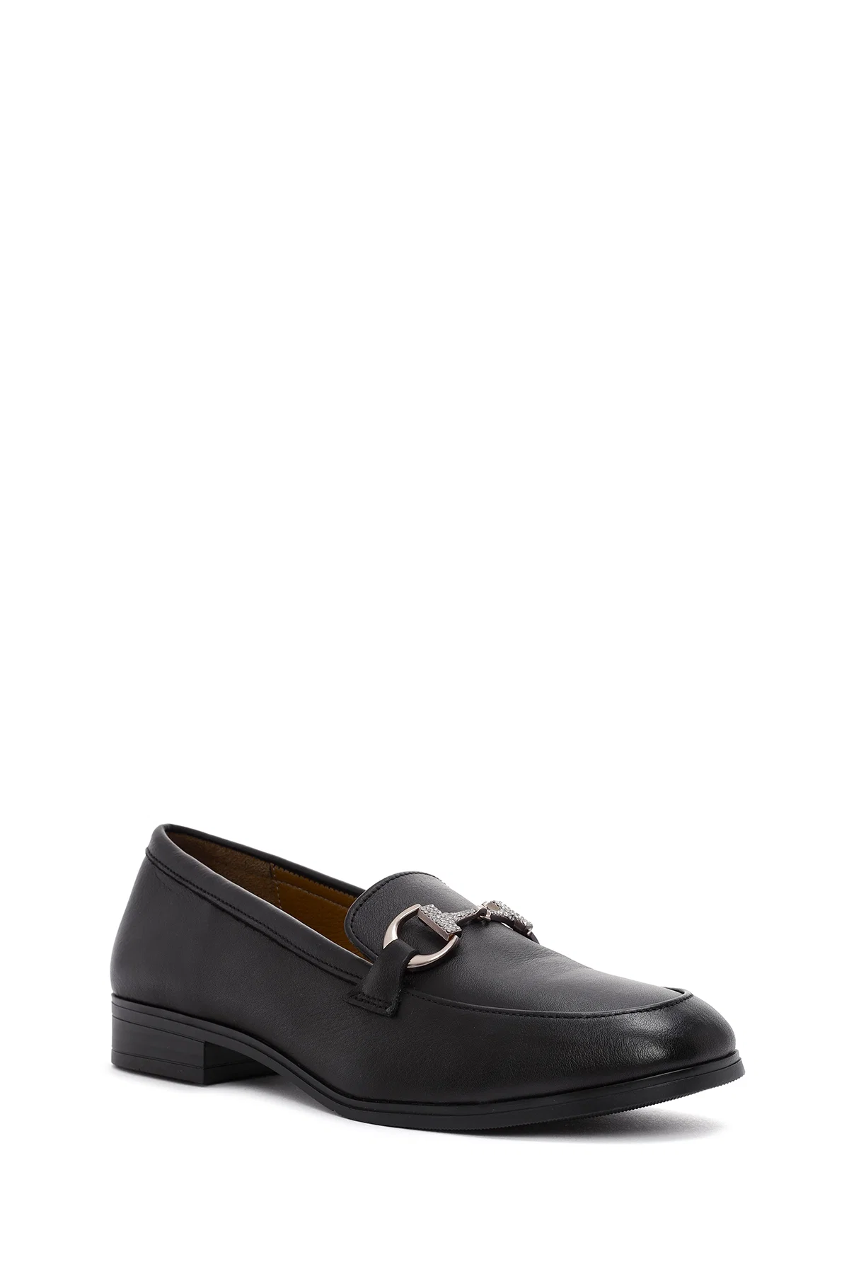 Kadın Siyah Toka Detaylı Deri Maskülen Loafer - Image 6