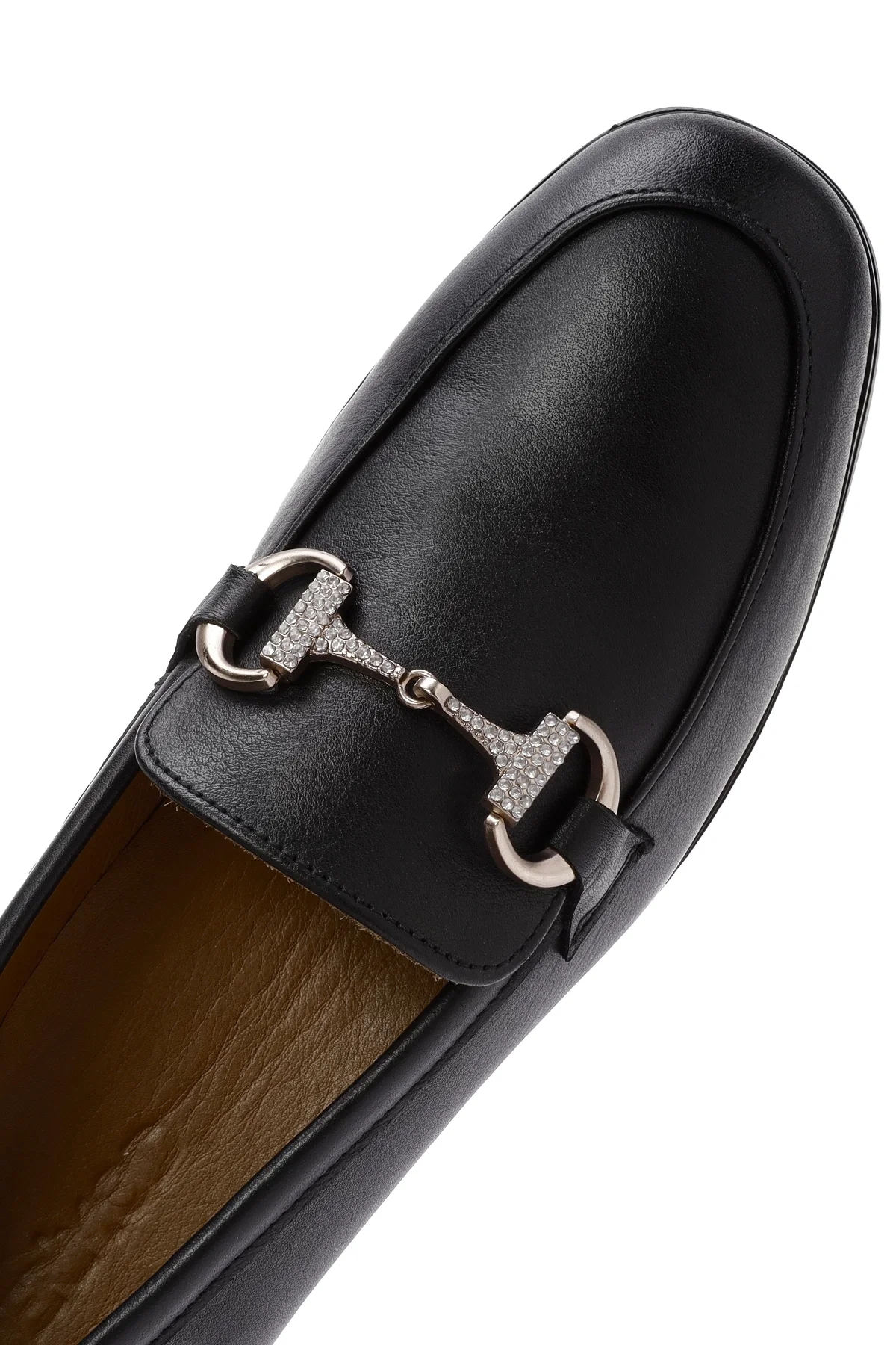 Kadın Siyah Toka Detaylı Deri Maskülen Loafer - Image 9