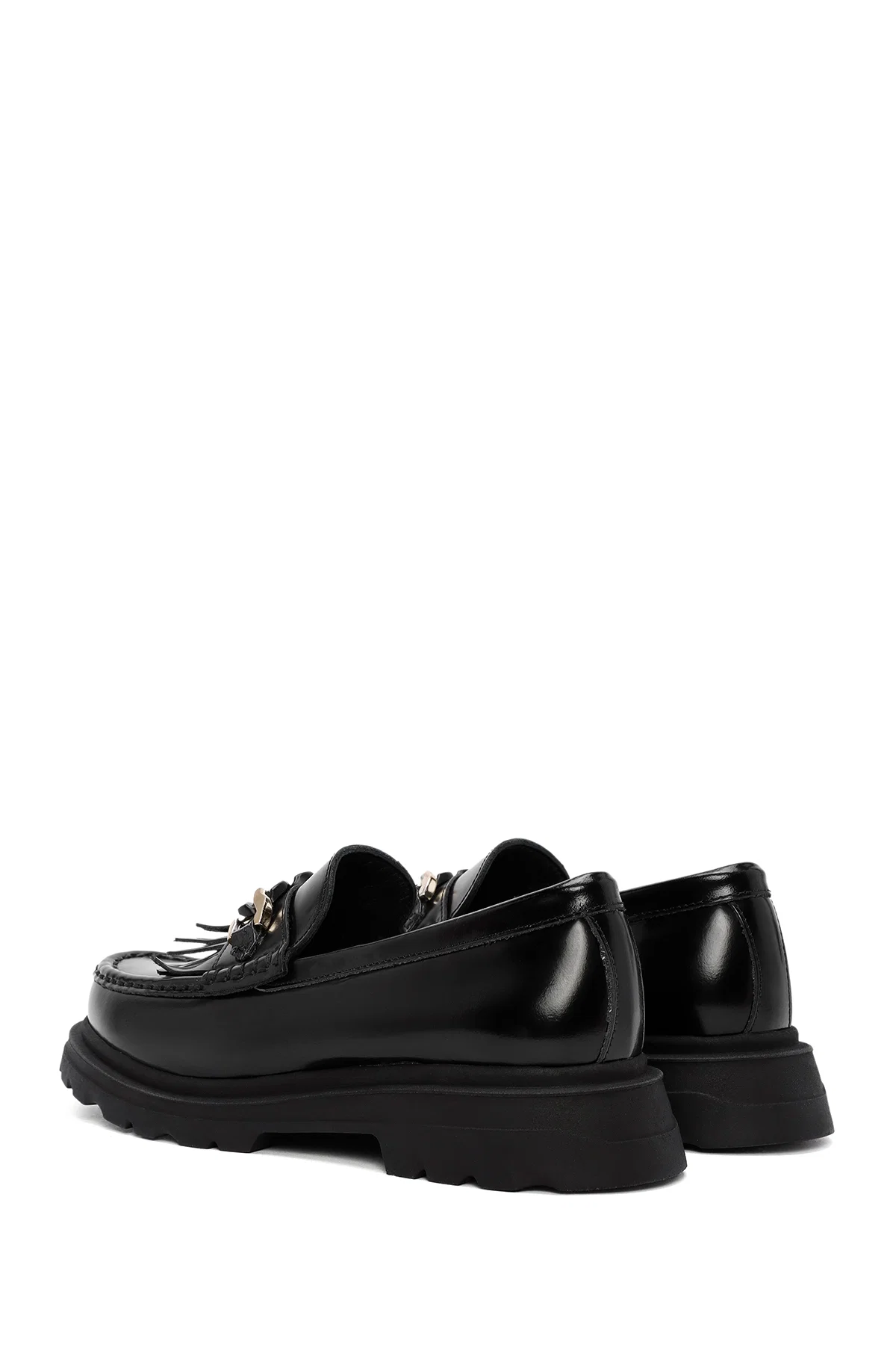 Kadın Siyah Toka Detaylı Deri Maskülen Loafer - Image 5
