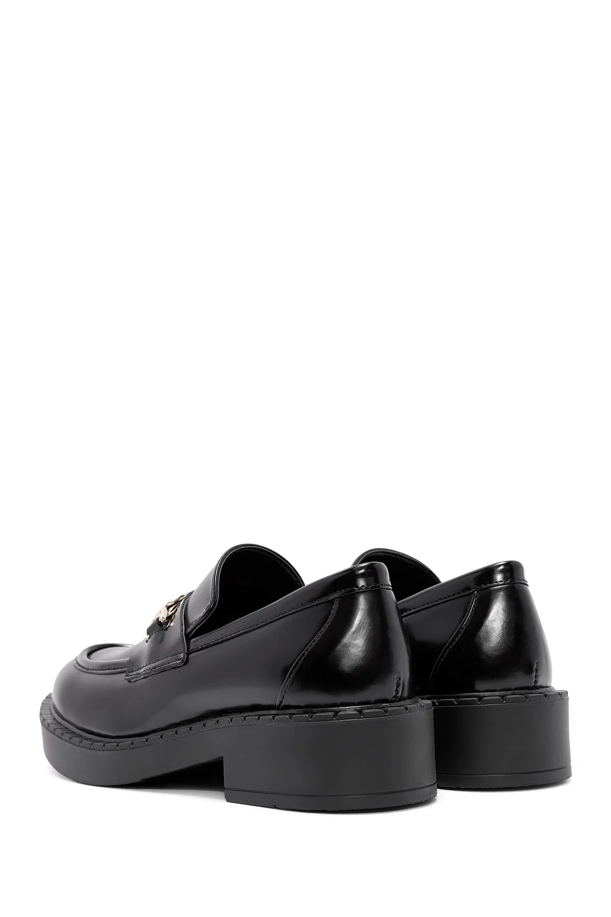 Kadın Siyah Toka Detaylı Maskülen Loafer - Image 5