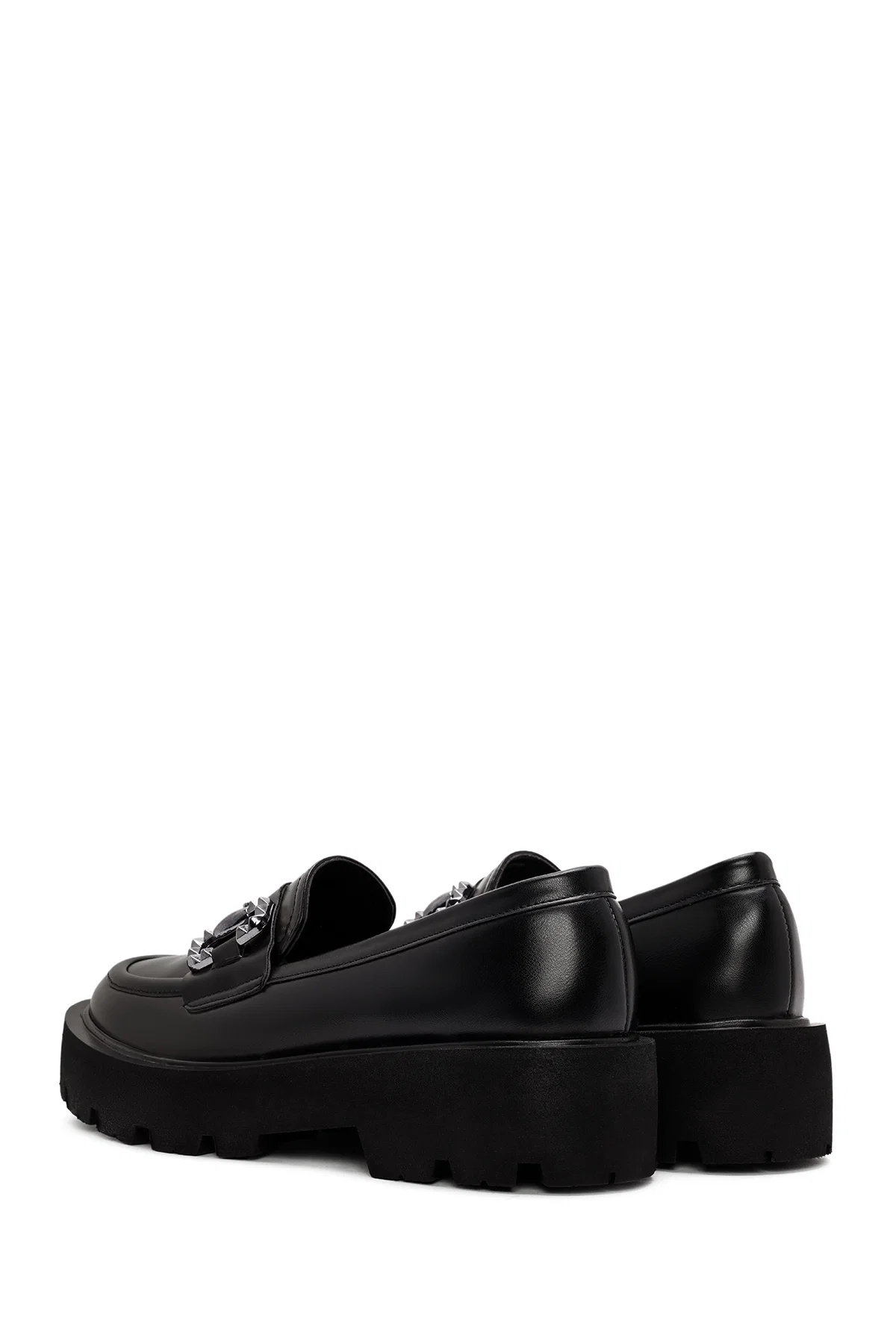 Kadın Siyah Toka Detaylı Maskülen Loafer - Image 5