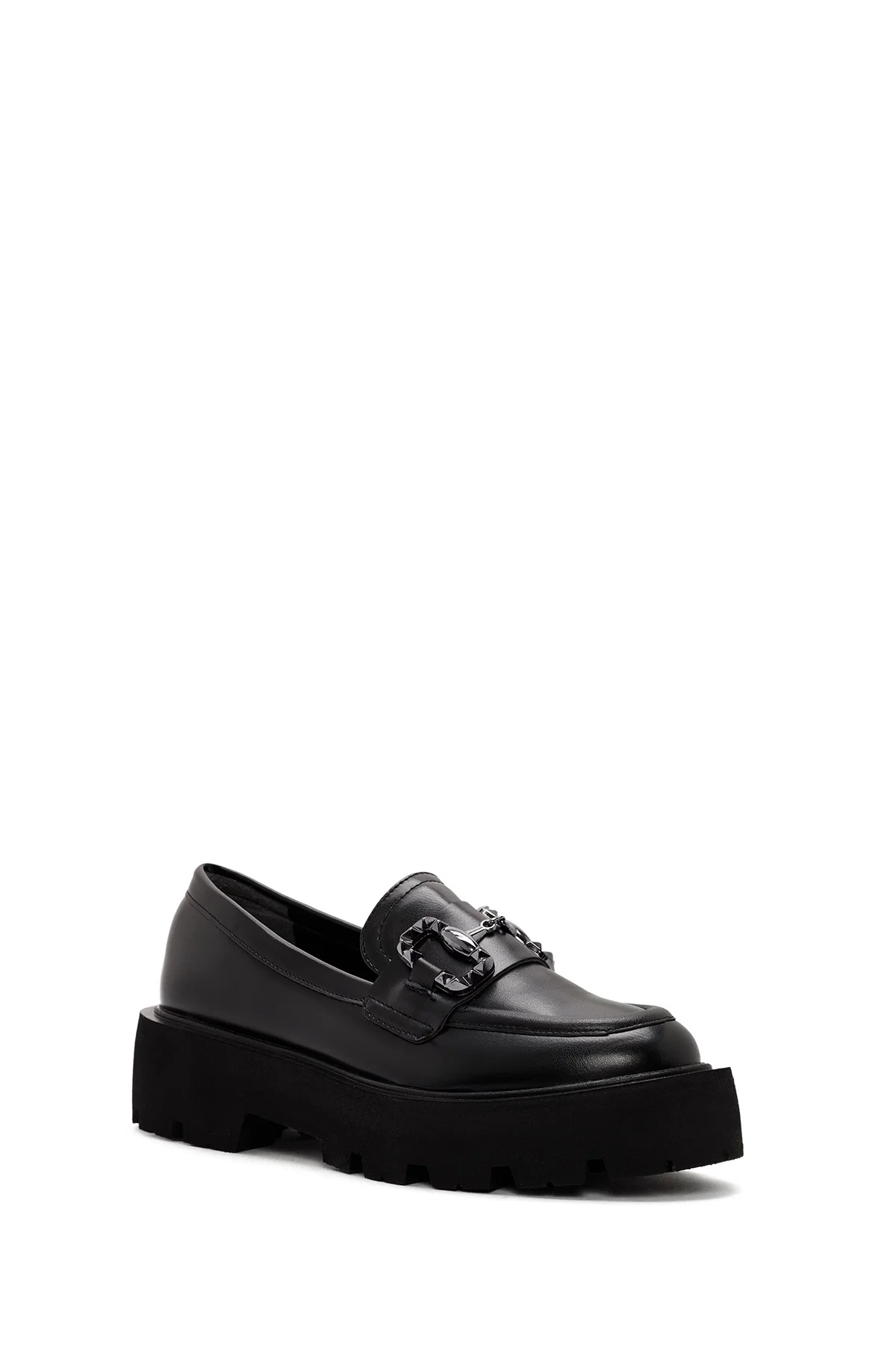 Kadın Siyah Toka Detaylı Maskülen Loafer - Image 6